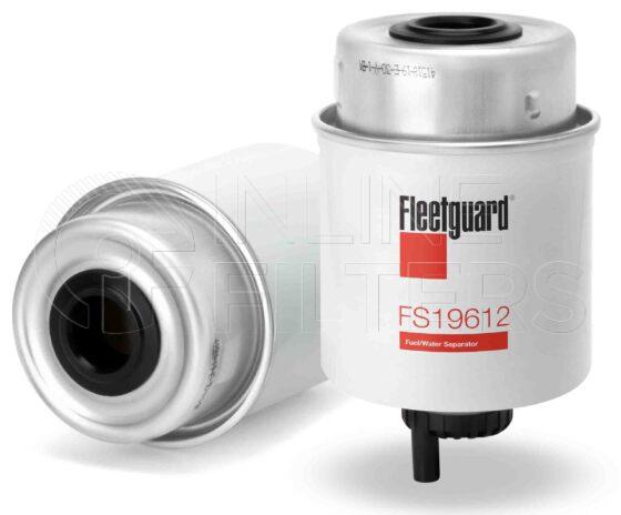 Fleetguard FS19612. Fuel Filter. Main Cross Reference is Caterpillar 1512409. Free Water Separation: 90. Fleetguard Part Type: FS. Comments: Pre-Filter type – Reverse flow type Use the FS19813 for the European Market