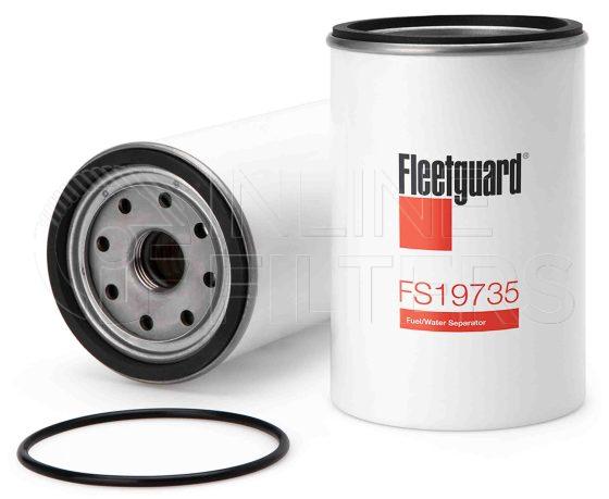 Fleetguard FS19735. Fuel Filter Product – Brand Specific Fleetguard – Spin On Product Fleetguard filter product Fuel Filter. Main Cross Reference is Volvo 20514654. With Water in Fuel Sensor: No. Flow Direction: Outside In. Fleetguard Part Type: FS