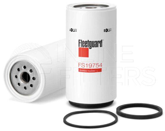 Fleetguard FS19754. Fuel Filter Product – Brand Specific Fleetguard – Spin On Product Fleetguard filter product Fuel Filter. For Service Part use 3957279S. Main Cross Reference is Racor R120P. With Water in Fuel Sensor: No. Flow Direction: Outside In. Fleetguard Part Type: FS