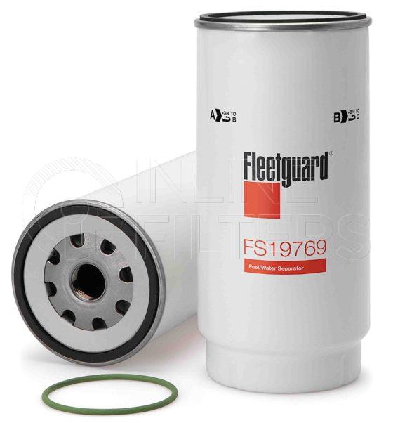 Fleetguard FS19769. Fuel Filter Product – Brand Specific Fleetguard – Spin On Product Fleetguard filter product Fuel Filter. Main Cross Reference is Leyland Daf BL 1433649. With Water in Fuel Sensor: No. Flow Direction: Outside In. Fleetguard Part Type: FS_SPIN