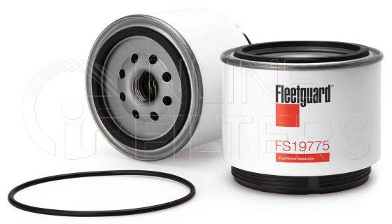 Fleetguard FS19775. Fuel Filter Product – Brand Specific Fleetguard – Spin On Product Fleetguard filter product Fuel Filter. For Service Part use 3948395S. Main Cross Reference is Racor R45P. With Water in Fuel Sensor: No. Flow Direction: Outside In. Fleetguard Part Type: FS_SPIN