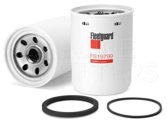 Fleetguard FS19799. Fuel Filter Product – Brand Specific Fleetguard – Spin On Product Fleetguard filter product Fuel Filter. For Service Part use 3957279S. Main Cross Reference is Racor S3238P. Free Water Separation: 100. Fleetguard Part Type: FS