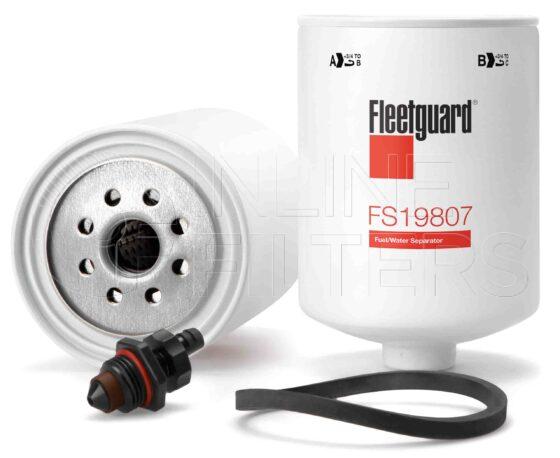 Fleetguard FS19807. Fuel Filter Product – Brand Specific Fleetguard – Spin On Product Fleetguard filter product Fuel Filter. Main Cross Reference is Racor R50404. Free Water Separation: 96. Fleetguard Part Type: FS