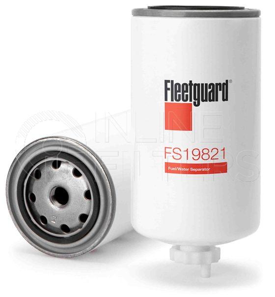 Fleetguard FS19821. Fuel Filter Product – Brand Specific Fleetguard – Spin On Product Fleetguard filter product Fuel Filter. Main Cross Reference is Iveco 2992662. Emulsified Water Separation: 0.0. Free Water Separation: 99. Fleetguard Part Type: FS_SPIN