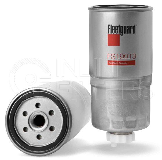 Fleetguard FS19913. Fuel Filter Product – Brand Specific Fleetguard – Spin On Product Fleetguard filter product Fuel Filter. Main Cross Reference is New Holland 89512387. With Water in Fuel Sensor: No. Flow Direction: Outside In. Fleetguard Part Type: FS
