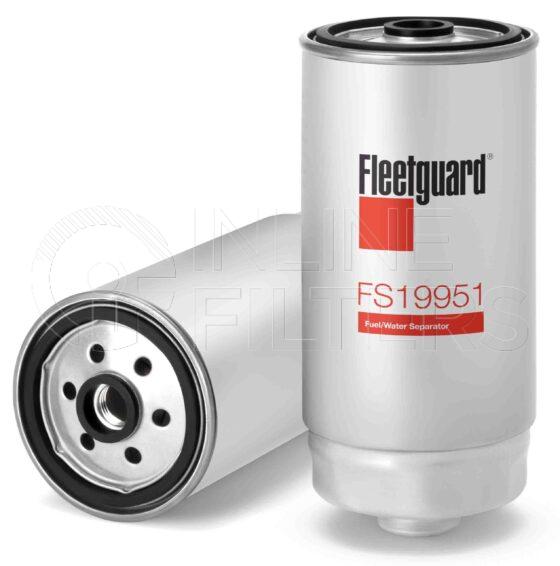 Fleetguard FS19951. FILTER-Fuel(Brand Specific) Product – Brand Specific Fleetguard – Spin On Product Fuel filter product Details Main Cross Reference is Renault 5001860111. With Water in Fuel Sensor – No. Flow Direction Outside In. Fleetguard Part Type FS_SPIN