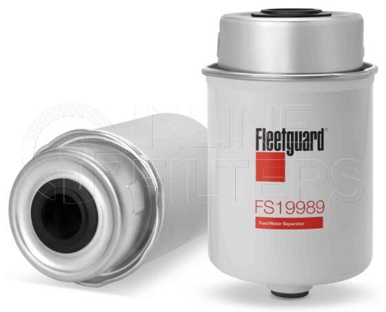 Fleetguard FS19989. Fuel Filter Product – Brand Specific Fleetguard – Spin On Product Fleetguard filter product Fuel Filter. Main Cross Reference is Caterpillar 2506527. Emulsified Water Separation: 93. Free Water Separation: 93. Flow Direction: Inside Out. Fleetguard Part Type: FS_CART