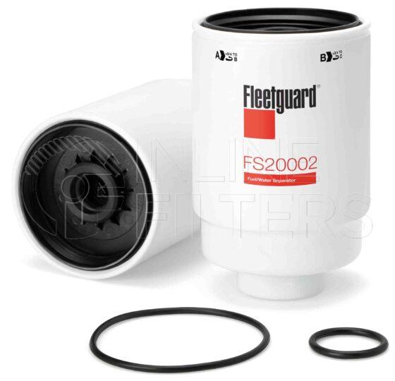 Fleetguard FS20002. Fuel Filter. Main Cross Reference is AC TP3012. Fleetguard Part Type: FS.