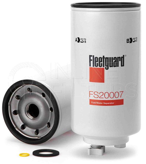 Fleetguard FS20007. Fuel Filter Product – Brand Specific Fleetguard – Spin On Product Fleetguard filter product Fuel Filter. Main Cross Reference is Caterpillar 3261643. Emulsified Water Separation: 0.0. Free Water Separation: 0.0. Fleetguard Part Type: FS