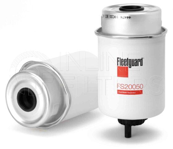 Fleetguard FS20050. Fuel Filter Product – Brand Specific Fleetguard – Spin On Product Fleetguard filter product Fuel Filter. Main Cross Reference is Caterpillar 3619555. Emulsified Water Separation: 95. Free Water Separation: 95. Fleetguard Part Type: FS