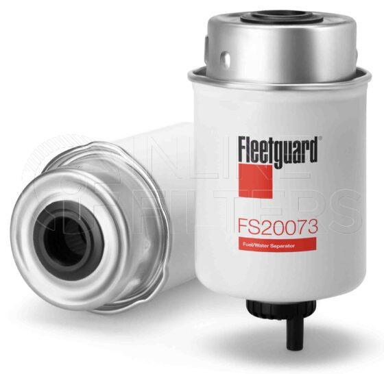 Fleetguard FS20073. Fuel Filter Product – Brand Specific Fleetguard – Spin On Product Fleetguard filter product Fuel Filter. Main Cross Reference is John Deere RE544394. Free Water Separation: 90. Fleetguard Part Type: FS. Comments: 5 microns