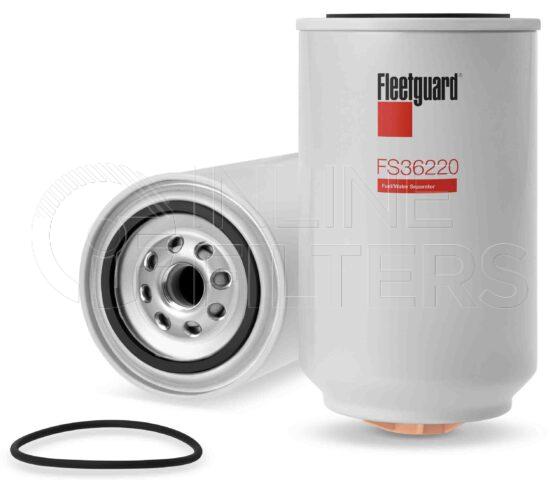 Fleetguard FS36220. Fuel Filter Product – Brand Specific Fleetguard – Spin On Product Fleetguard filter product Fuel Filter. For Housing use FH22144. Main Cross Reference is Cummins 4297154. Emulsified Water Separation: 99. Free Water Separation: 95. Fleetguard Part Type: FS. Comments: Stratapore Media
