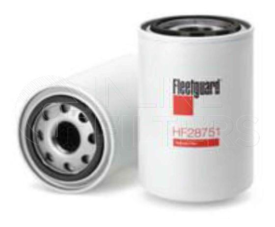 Fleetguard HF28751. Hydraulic Filter Product – Brand Specific Fleetguard – Undefined Product Fleetguard filter product Hydraulic Filter. Main Cross Reference is Vickers V0191B1R03. Particle Size at Beta 75: 3 micron (3 micron). Particle Size at Beta 200: 4 micron (4 micron). Fleetguard Part Type: HF