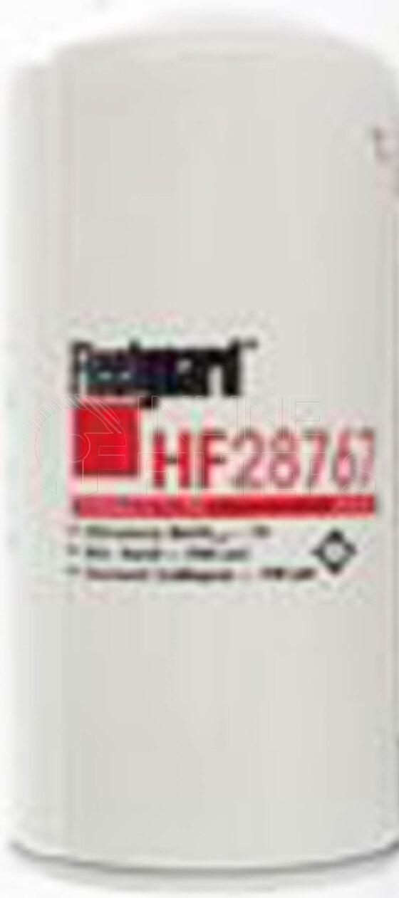 Fleetguard HF28767. Hydraulic Filter Product – Brand Specific Fleetguard – Undefined Product Fleetguard filter product Hydraulic Filter. Main Cross Reference is Purotech V0191B2R10. Particle Size at Beta 75: 12 micron (12 micron). Particle Size at Beta 200: 14 micron (14 micron). Fleetguard Part Type: HF