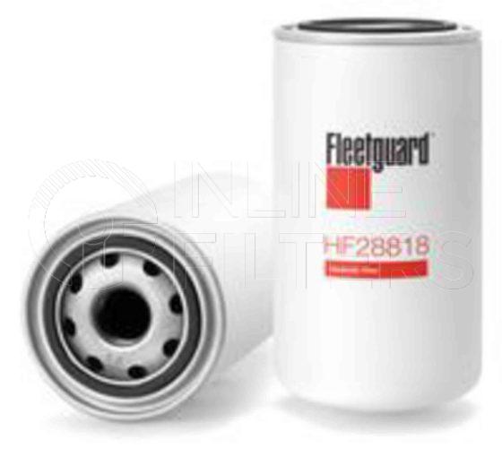 Fleetguard HF28818. Hydraulic Filter Product – Brand Specific Fleetguard – Spin On Product Fleetguard filter product Hydraulic Filter. Main Cross Reference is Mann and Hummel WD9505. Particle Size at Beta 75: 50 micron (50 micron). Fleetguard Part Type: HF_SPIN
