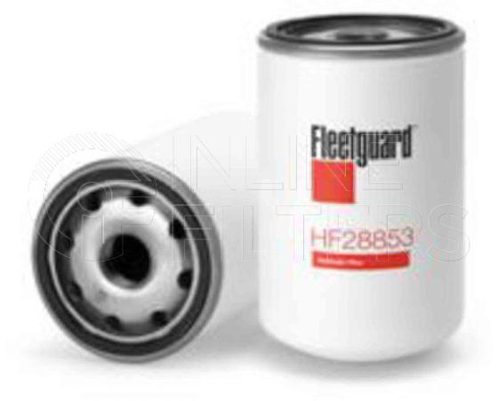 Fleetguard HF28853. Hydraulic Filter Product – Brand Specific Fleetguard – Undefined Product Fleetguard filter product Hydraulic Filter. Main Cross Reference is Manitou 189195. Particle Size at Beta 75: 65 micron (65 micron). Fleetguard Part Type: HF