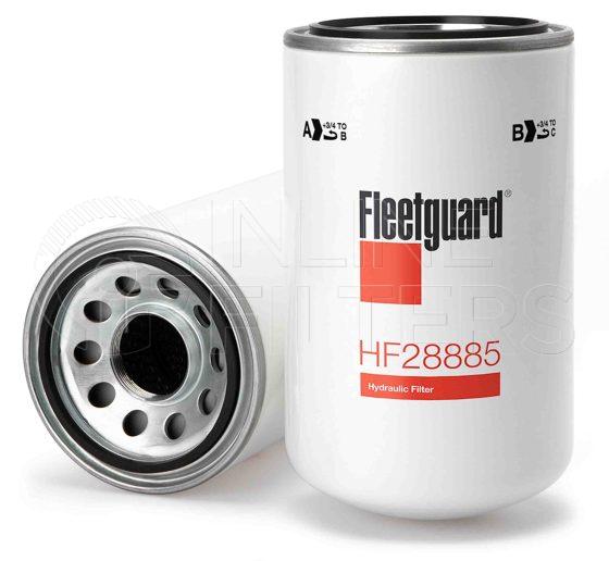 Fleetguard HF28885. Hydraulic Filter Product – Brand Specific Fleetguard – Spin On Product Fleetguard filter product Hydraulic Filter. Main Cross Reference is New Holland 82005016. Particle Size at Beta 75: 75.0 micron. Fleetguard Part Type: HF_SPIN. Comments: NEW HOLLAND 81865736
