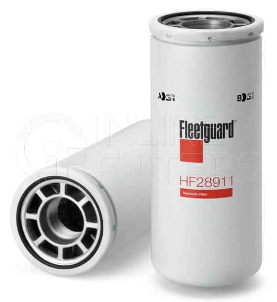 Fleetguard HF28911. FILTER-Hydraulic(Brand Specific) Product – Brand Specific Fleetguard – Spin On Product Hydraulic filter product Details Main Cross Reference is Mustang 17034895. Particle Size at Beta 75 – 10 micron (10 micron). Particle Size at Beta 200 – 13 micron (13 micron). Fleetguard Part Type HF_SPIN