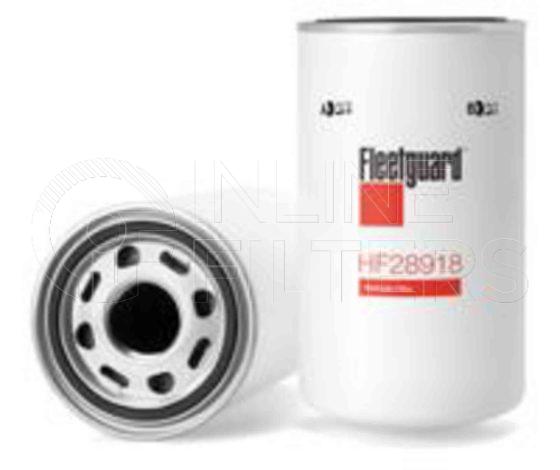 Fleetguard HF28918. Hydraulic Filter Product – Brand Specific Fleetguard – Spin On Product Fleetguard filter product Hydraulic Filter. Main Cross Reference is Zetor 53420903. Particle Size at Beta 75: 75.0 micron. Fleetguard Part Type: HF_SPIN
