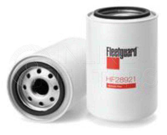 Fleetguard HF28921. Hydraulic Filter Product – Brand Specific Fleetguard – Undefined Product Fleetguard filter product Hydraulic Filter. Main Cross Reference is John Deere AT38431. Particle Size at Beta 75: 0 micron (0 micron). Particle Size at Beta 200: 0 micron (0 micron). Fleetguard Part Type: HF