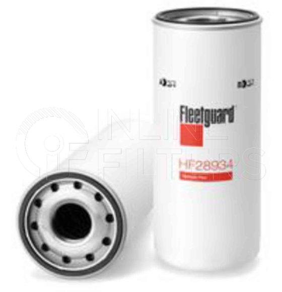Fleetguard HF28934. Hydraulic Filter Product – Brand Specific Fleetguard – Cartridge Product Fleetguard filter product Hydraulic Filter. Main Cross Reference is Same 244193200. Particle Size at Beta 75: 100 micron (100 micron). Fleetguard Part Type: HF_CART