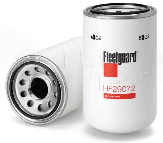 Fleetguard HF29072. Hydraulic Filter Product – Brand Specific Fleetguard – Undefined Product Fleetguard filter product Hydraulic Filter. Main Cross Reference is Case New Holland 84248043. Particle Size at Beta 75: 29. Particle Size at Beta 200: 32. Fleetguard Part Type: HF