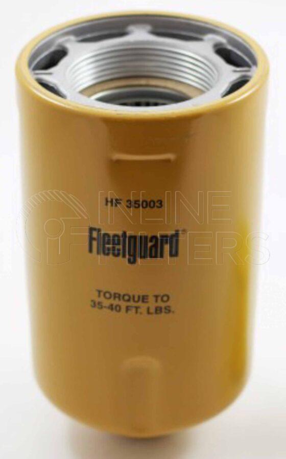 Fleetguard HF35003. Hydraulic Filter Product – Brand Specific Fleetguard – Spin On Product Fleetguard filter product Hydraulic Filter. Main Cross Reference is Donaldson P162205. Particle Size at Beta 75: 35. Fleetguard Part Type: HF_SPIN