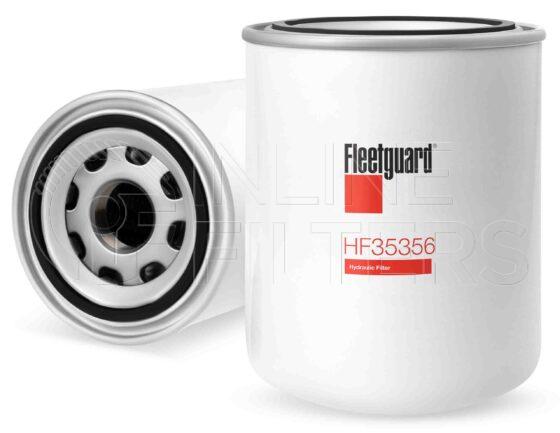 Fleetguard HF35356. Hydraulic Filter Product – Brand Specific Fleetguard – Spin On Product Fleetguard filter product Hydraulic Filter. Main Cross Reference is Sisu 836859108. Flow Direction: Outside In. Particle Size at Beta 75: 50.0 micron. Fleetguard Part Type: HF_SPIN
