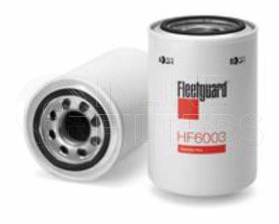 Fleetguard HF6003. Hydraulic Filter Product – Brand Specific Fleetguard – Spin On Product Fleetguard filter product Hydraulic Filter. Main Cross Reference is Char Lynn 5610. Particle Size at Beta 75: 20 micron (20 micron). Particle Size at Beta 200: 0 micron (0 micron). Fleetguard Part Type: HF_SPIN