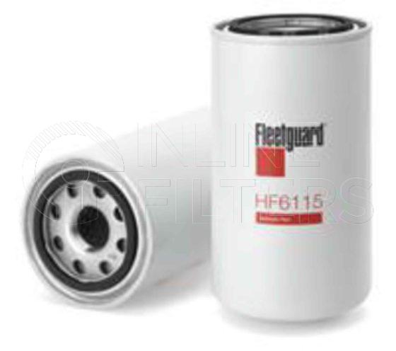 Fleetguard HF6115. Hydraulic Filter Product – Brand Specific Fleetguard – Spin On Product Fleetguard filter product Hydraulic Filter. Main Cross Reference is Ford D8NNB486CA. Particle Size at Beta 75: 60 micron (60 micron). Particle Size at Beta 200: 0 micron (0 micron). Fleetguard Part Type: HF_SPIN