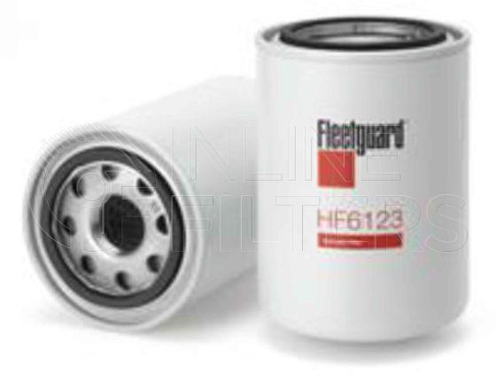 Fleetguard HF6123. Hydraulic Filter Product – Brand Specific Fleetguard – Spin On Product Fleetguard filter product Hydraulic Filter. Main Cross Reference is Ford D8NNB486EA. Particle Size at Beta 75: 60 micron (60 micron). Particle Size at Beta 200: 0 micron (0 micron). Fleetguard Part Type: HF_SPIN