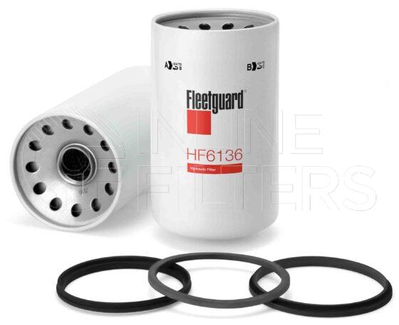 Fleetguard HF6136. FILTER-Hydraulic(Brand Specific) Product – Brand Specific Fleetguard – Spin On Product Hydraulic filter product Details For Service Part use 3916150S. Main Cross Reference is Cross 1A9253. Particle Size at Beta 75 – 47 micron (47 micron). Particle Size at Beta 200 – 0 micron (0 micron). Fleetguard Part Type HF_SPIN