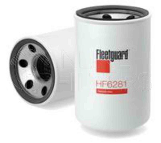 Fleetguard HF6281. Hydraulic Filter Product – Brand Specific Fleetguard – Spin On Product Fleetguard filter product Hydraulic Filter. Main Cross Reference is John Deere RE27284. Particle Size at Beta 75: 35 micron (35 micron). Particle Size at Beta 200: 0 micron (0 micron). Fleetguard Part Type: HF_SPIN. Comments: Microglass Filter