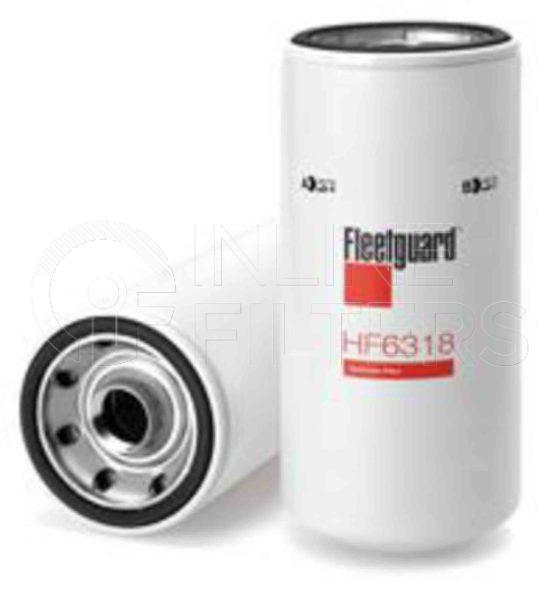 Fleetguard HF6318. Hydraulic Filter Product – Brand Specific Fleetguard – Spin On Product Fleetguard filter product Hydraulic Filter. For Standard version use HF6243. Particle Size at Beta 75: 16 micron (16 micron). Particle Size at Beta 200: 19 micron (19 micron). Fleetguard Part Type: HF_SPIN