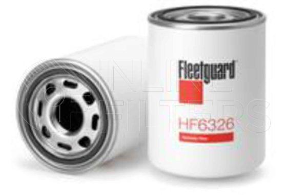 Fleetguard HF6326. Hydraulic Filter Product – Brand Specific Fleetguard – Spin On Product Fleetguard filter product Hydraulic Filter. Main Cross Reference is UCC UC2418. Flow Direction: Outside In. Particle Size at Beta 75: 35.0 micron. Fleetguard Part Type: HF_SPIN