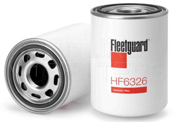 Fleetguard HF6326. FILTER-Hydraulic(Brand Specific) Product – Brand Specific Fleetguard – Spin On Product Hydraulic filter product Details Main Cross Reference is UCC UC2418. Flow Direction Outside In. Particle Size at Beta 75 – 35.0 micron. Fleetguard Part Type HF_SPIN