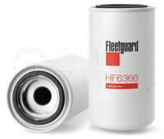 Fleetguard HF6366. Hydraulic Filter Product – Brand Specific Fleetguard – Spin On Product Fleetguard filter product Hydraulic Filter. Main Cross Reference is Clark 2366807. Particle Size at Beta 75: 20 micron (20 micron). Particle Size at Beta 200: 0 micron (0 micron). Fleetguard Part Type: HF_SPIN