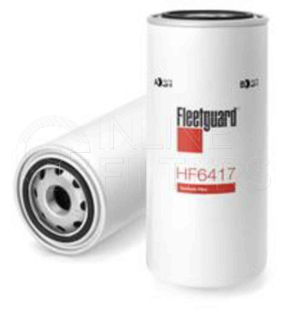Fleetguard HF6417. Hydraulic Filter Product – Brand Specific Fleetguard – Spin On Product Fleetguard filter product Hydraulic Filter. Main Cross Reference is Dynahoe 499519. Particle Size at Beta 75: 50 micron (50 micron). Fleetguard Part Type: HF_SPIN
