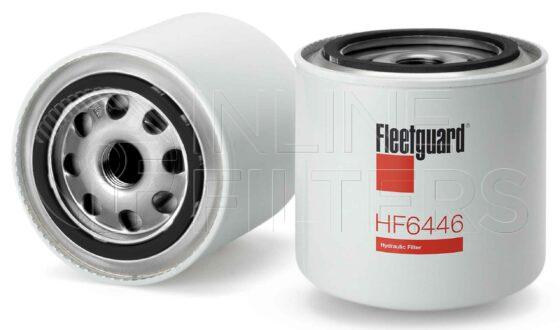 Fleetguard HF6446. Hydraulic Filter Product – Brand Specific Fleetguard – Spin On Product Fleetguard filter product Hydraulic Filter. For Standard version use HF6164. Main Cross Reference is John Deere AET10401. Particle Size at Beta 75: 25 micron (25 micron). Particle Size at Beta 200: 0 micron (0 micron). Fleetguard Part Type: HF_SPIN. Comments: Microglass Version