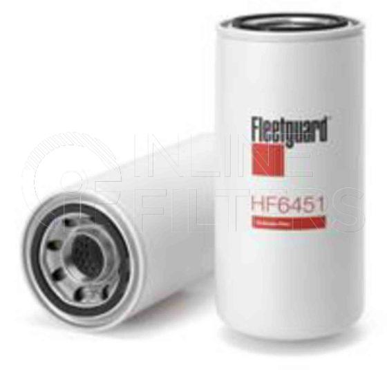 Fleetguard HF6451. Hydraulic Filter. Main Cross Reference is Donaldson P164351. Fleetguard Part Type: HF_SPIN.