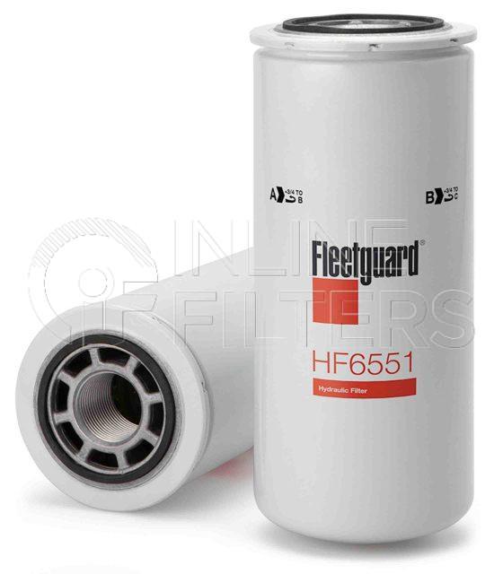 Fleetguard HF6551. Hydraulic Filter Product – Brand Specific Fleetguard – Spin On Product Fleetguard filter product Hydraulic Filter. For Standard version use HF6553. Main Cross Reference is Donaldson P165332. Particle Size at Beta 75: 5 micron (5 micron). Particle Size at Beta 200: 7 micron (7 micron). Fleetguard Part Type: HF_SPIN
