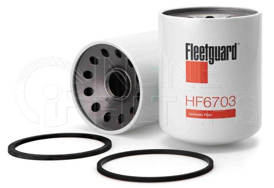 Fleetguard HF6703. Hydraulic Filter Product – Brand Specific Fleetguard – Spin On Product Fleetguard filter product Hydraulic Filter. For Service Part use 3830112S. Main Cross Reference is Pall HC7500SUP4H. Particle Size at Beta 75: 3 micron (3 micron). Particle Size at Beta 200: 5 micron (5 micron). Fleetguard Part Type: HF_SPIN