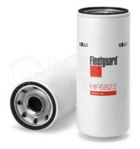 Fleetguard HF6822. Hydraulic Filter Product – Brand Specific Fleetguard – Spin On Product Fleetguard filter product Hydraulic Filter. Particle Size at Beta 75: 25 micron (25 micron). Particle Size at Beta 200: 33 micron (33 micron). Fleetguard Part Type: HF_SPIN. Comments: General Usage