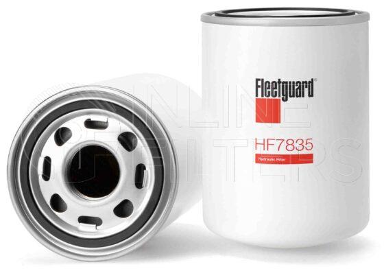 Fleetguard HF7835. FILTER-Hydraulic(Brand Specific) Product – Brand Specific Fleetguard – Spin On Product Hydraulic filter product Main Cross Reference MP Filtri CS100P25 Details Main Cross Reference is MP Filtri CS100P25. Flow Direction Outside In. Particle Size at Beta 75 – 75.0 micron. Fleetguard Part Type HF_SPIN