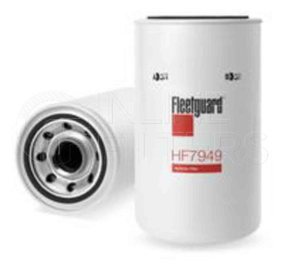 Fleetguard HF7949. Hydraulic Filter Product – Brand Specific Fleetguard – Spin On Product Fleetguard filter product Hydraulic Filter. Main Cross Reference is Donaldson P551246. Particle Size at Beta 75: 33 micron (33 micron). Particle Size at Beta 200: 39 micron (39 micron). Fleetguard Part Type: HF_SPIN