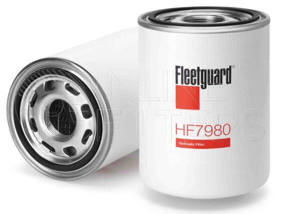 Fleetguard HF7980. FILTER-Hydraulic(Brand Specific) Product – Brand Specific Fleetguard – Spin On Product Hydraulic filter product For Standard version use HF6177. Main Cross Reference is UCC MXR9550. Flow Direction: Outside In. Particle Size at Beta 75: 12.0 micron. Fleetguard Part Type: HF_SPIN. Comments: Microglass version