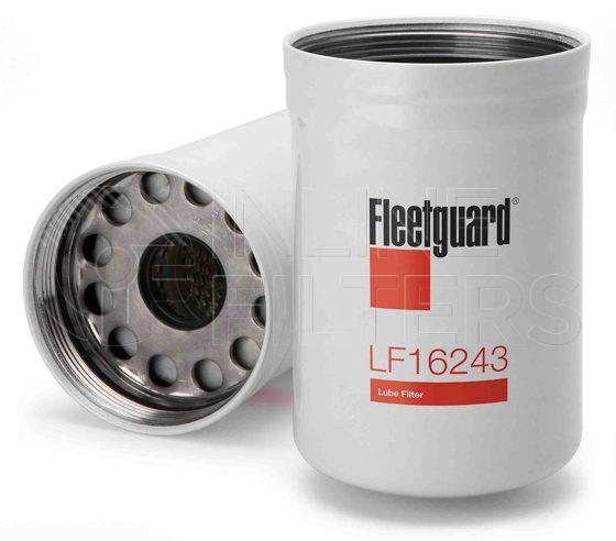 Fleetguard LF16243. Lube Filter. Main Cross Reference is John Deere RE504836. Fleetguard Part Type: LF_SPIN.