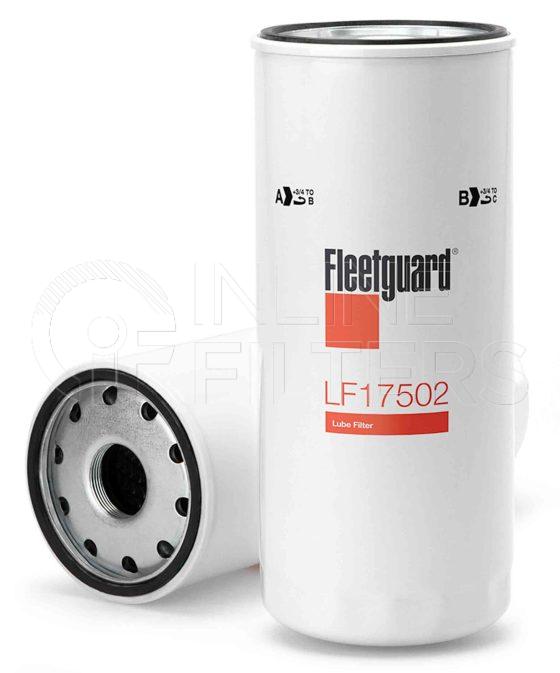 Fleetguard LF17502. Lube Filter Product – Brand Specific Fleetguard – Spin On Product Fleetguard filter product Lube Filter. For Standard version use LF3654. Main Cross Reference is Volvo 21707132. Fleetguard Part Type: LFSPINBY. Comments: Compatible with Euro 6 oils
