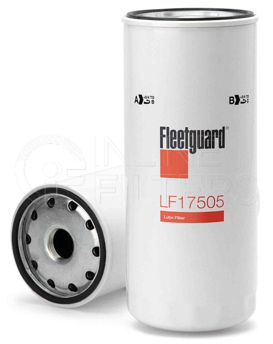 Fleetguard LF17505. Lube Filter Product – Brand Specific Fleetguard – Undefined Product Fleetguard filter product Lube Filter. For Standard version use LF3321. Main Cross Reference is Volvo 21707134. Fleetguard Part Type: LF. Comments: Compatible with Euro 6 oils