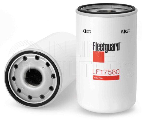 Fleetguard LF17580. Lube Filter. Main Cross Reference is Volvo 21632667. Fleetguard Part Type: LFSPINBY.